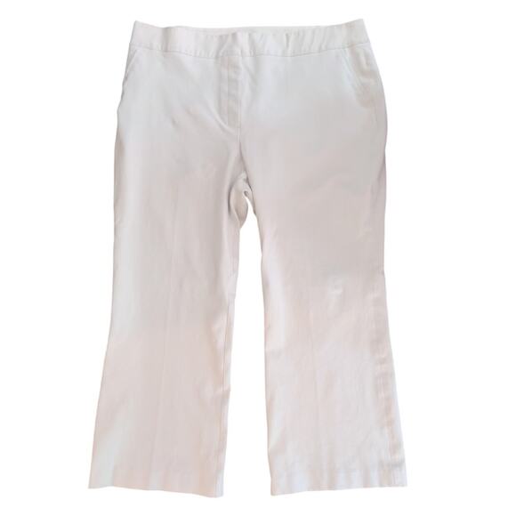 Spanx Elastic Waist Pants Women's Sz 1X White Straight Crop Leg Stretch Pull-on - Picture 1 of 15